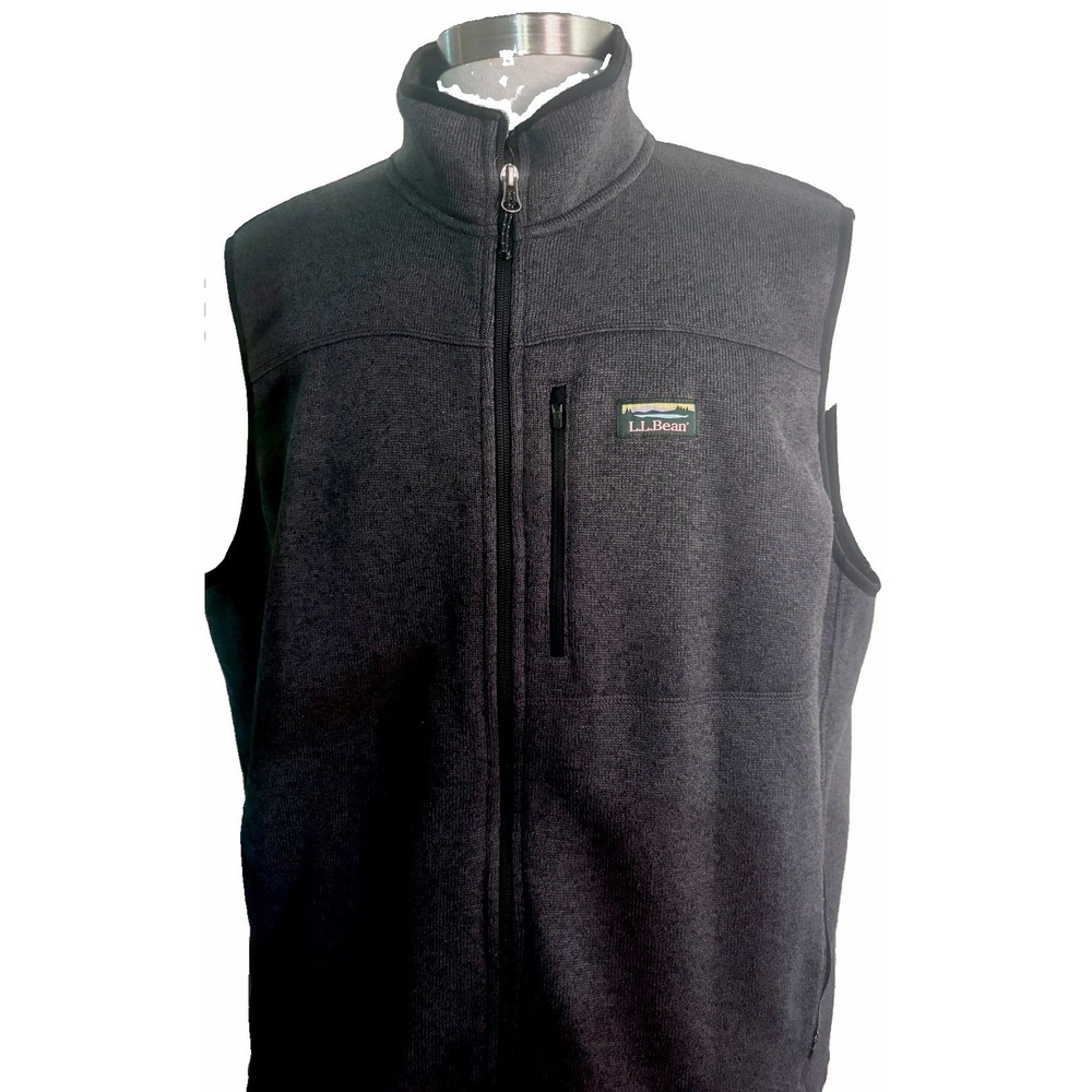 L. L. Bean Sweater Fleece Vest Charcoal Gray Knit Full Zip Gorpcore Men's